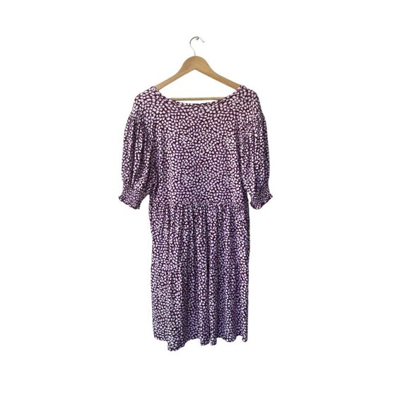 Draper James Dress Mini Smocked Sleeve Polka Dot XL Kacey Faux Wrap Jersey Knit - Picture 7 of 11
